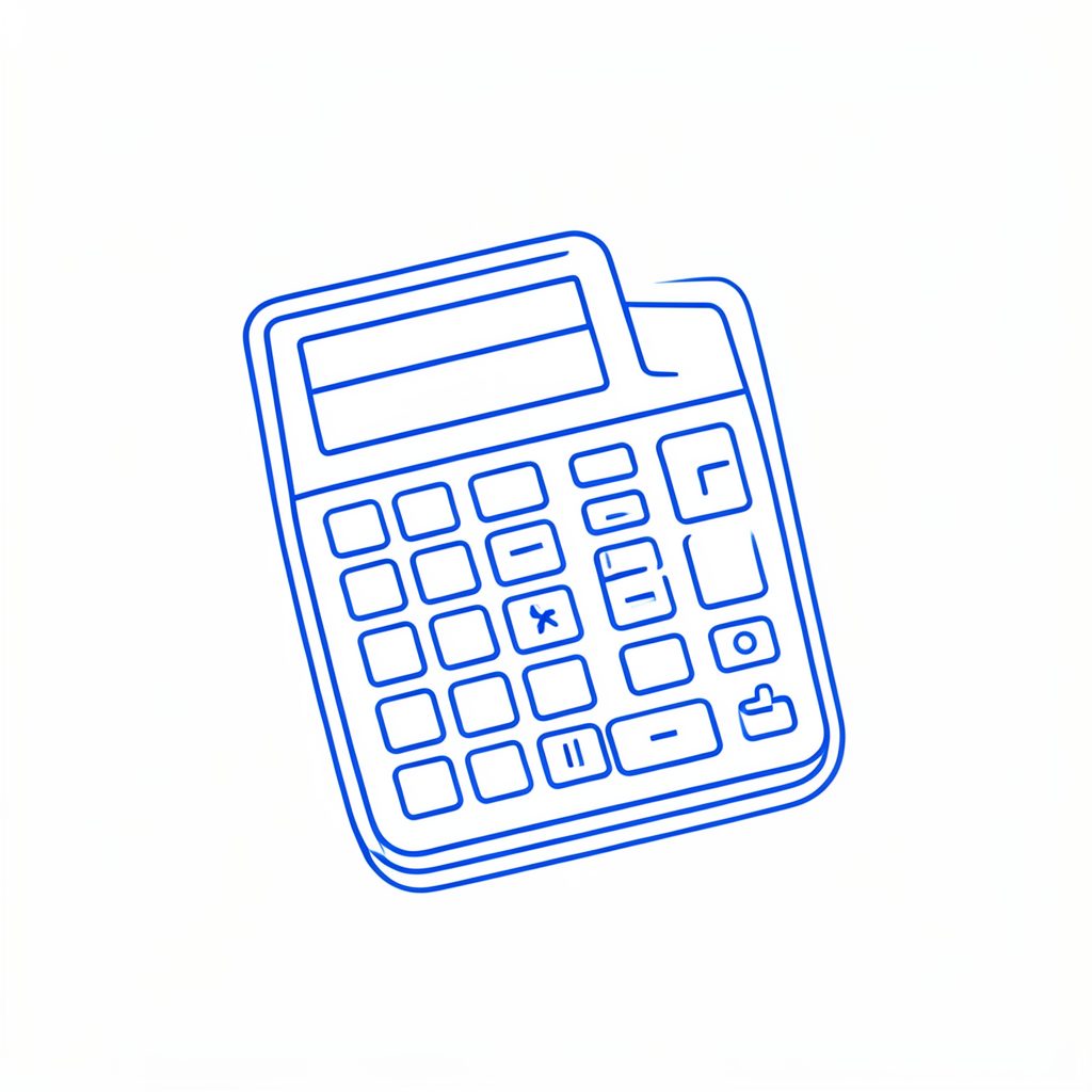 A minimal line drawing of a calculator and map suggesting planning for lower blood pressure, in navy and cream